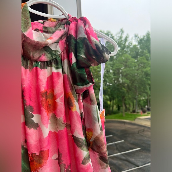 Anne Klein Camellia Multi Floral Sleeveless Halter Gown Maxi Dress Size 14 - Picture 11 of 16